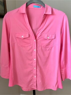 J. McLaughlin Brynn Lynford Jersey Shirt in Pink Size XS